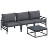 vidaXL Garden Sofa Set 4 pcs Black Steel