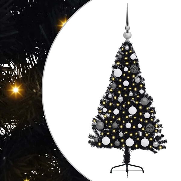 vidaXL Artificial Pre-lit Christmas Tree Black 120 cm PVC