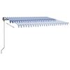 vidaXL Manual Retractable Awning with LED 450x300 cm Blue and White