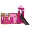 vidaXL Bunk Bed without Mattress with Slide and Curtains Pink 90x200 cm