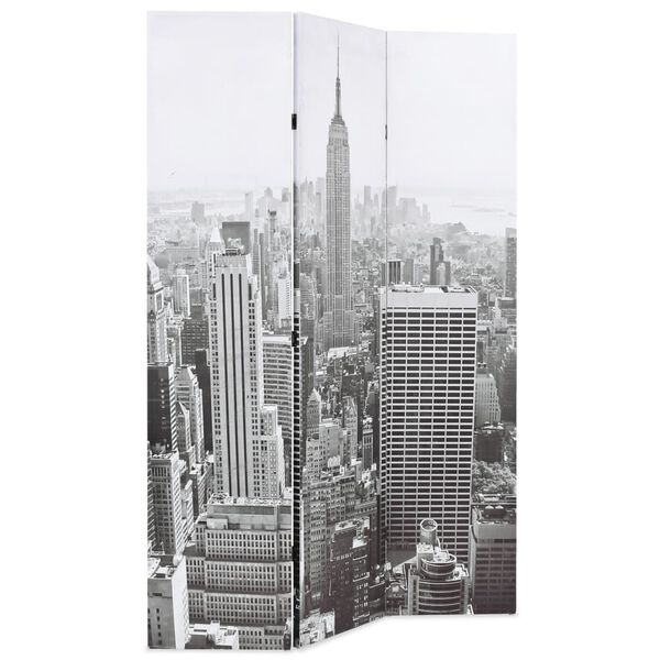 vidaXL Folding Room Divider 120x170 cm New York by Day Black and White
