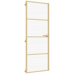 vidaXL Interior Door Slim Golden 76x201,5 cm Tempered Glass and Aluminium