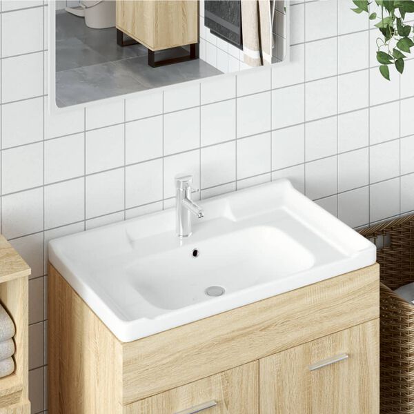 vidaXL Bathroom Sink White 91.5x48x23 cm Rectangular Ceramic