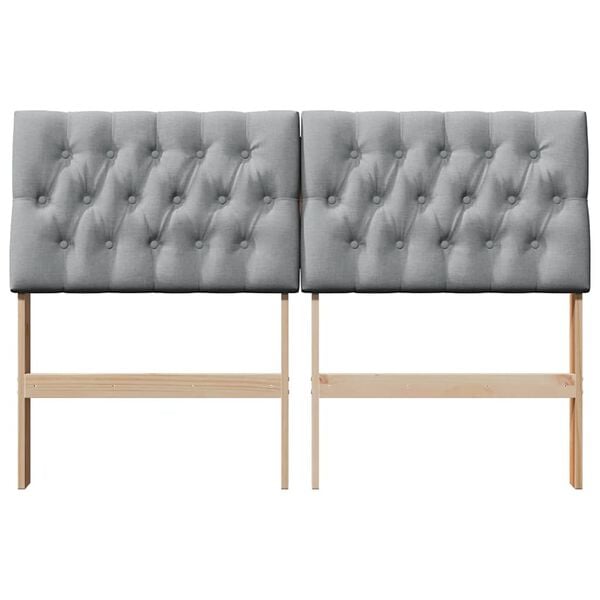 vidaXL Upholstered Headboard Light Grey 140 cm Solid Pine Wood