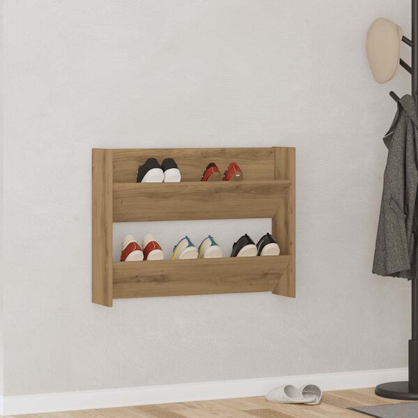 vidaXL Wall Shoe Cabinet Artisan Oak 80x18x60 cm Engineered Wood