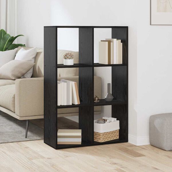 vidaXL Book Cabinet Black Oak 69.5 x 29 x 103.5 cm Engineered Wood