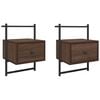 vidaXL Bedside Cabinets Wall-mounted 2 pcs Brown Oak 35x30x51 cm
