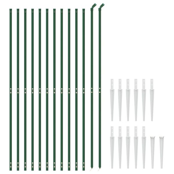 vidaXL Wire Mesh Fence with Spike Anchors Green 2.2x25 m