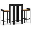 vidaXL 3 Piece Garden Bar Set Black Poly Rattan&Solid Wood Acacia