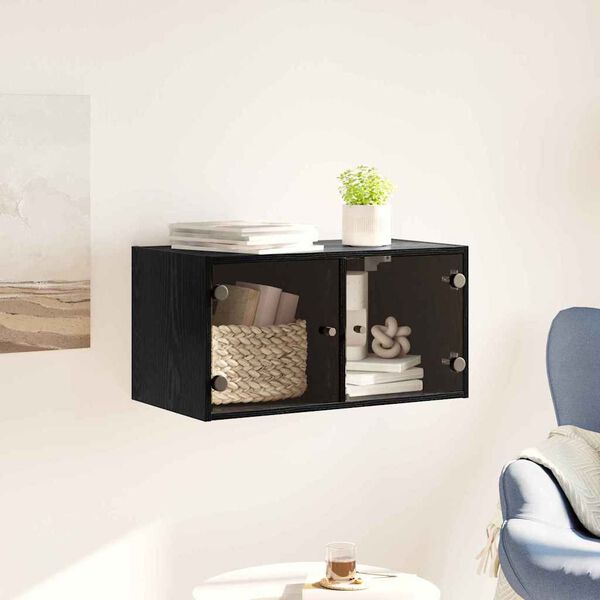 vidaXL Wall Cabinet Black Oak 68 x 37 x 35 cm Engineered Wood