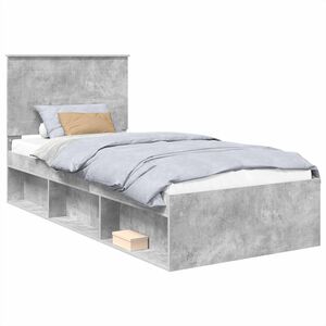 vidaXL Bed Frame Plain Concerte Grey 100 x 200 cm Solid Pine Wood