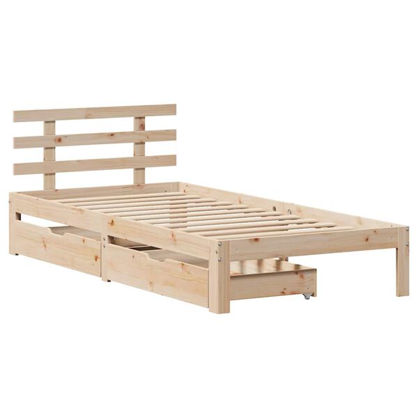 vidaXL Bed Frame with Drawers without Mattress 90x190 cm Single