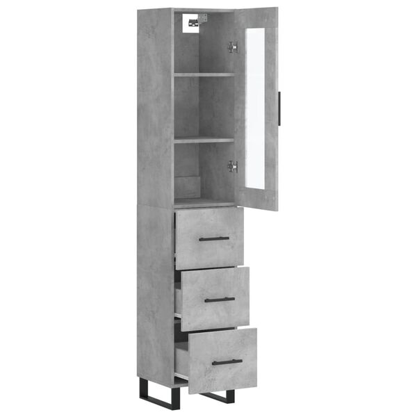 vidaXL Highboard Concrete Grey 34.5x34x180 cm Engineered Wood