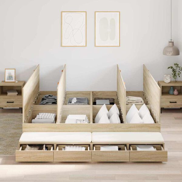 vidaXL Storage Bed Frame with Drawer Sonoma Oak 200 cm Engineered Wood
