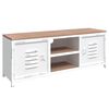 vidaXL TV Cabinet White 110x30x40 cm Iron and Solid Wood Fir