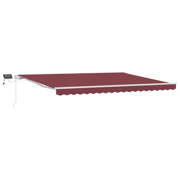 vidaXL Manual Retractable Awning with LED Burgundy 450x300 cm