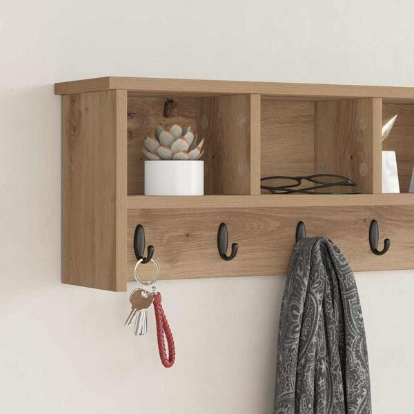 vidaXL Wall-Mounted Coat Rack with Shelf Artisan Oak 100 x 16 x 26 cm