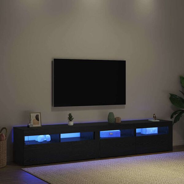 vidaXL TV Cabinet 2 pcs Black Oak 210 x 35 x 40 cm Engineered Wood