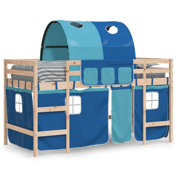 vidaXL Kids' Loft Bed with Tunnel without Mattress Blue 80x200cm