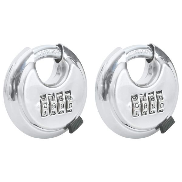 vidaXL Discus Locks with Keys 2 pcs Silver 7 x 2.3 x 7 cm