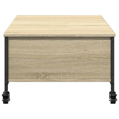 vidaXL Coffee Table with Wheels Sonoma Oak 91x55x34 cm Engineered Wood