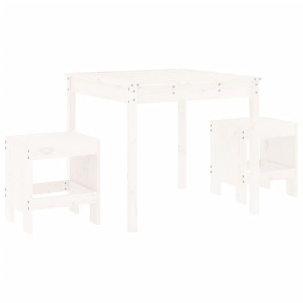 vidaXL 3 Piece Garden Bistro Set White Solid Wood Pine