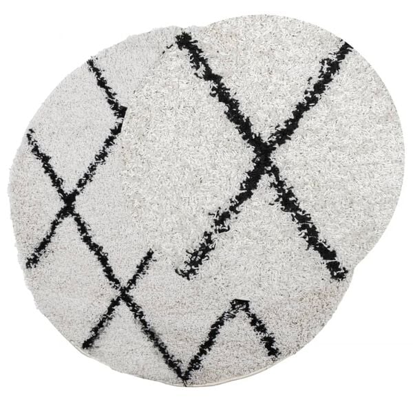 vidaXL Shaggy Rug PAMPLONA High Pile Modern Cream and Black &Oslash; 160 cm