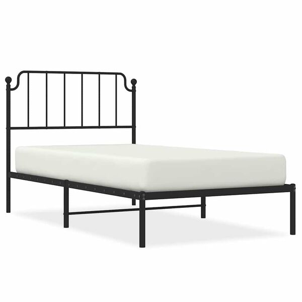 vidaXL Metal Bed Frame without Mattress with Headboard Black 100x200cm