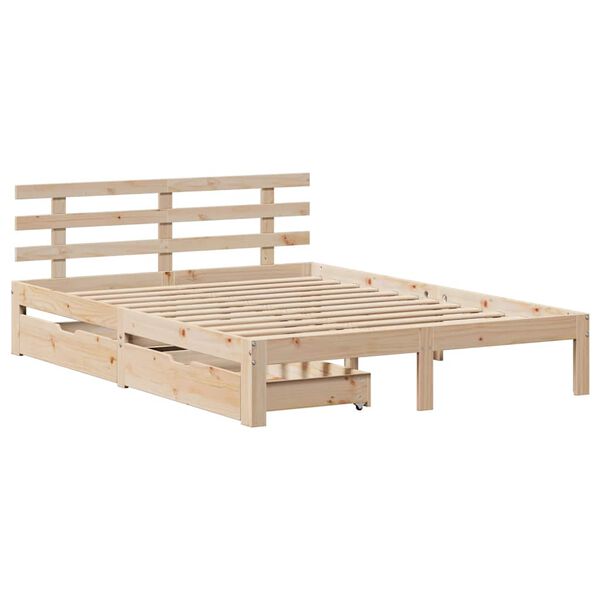 vidaXL Bed Frame with Drawers without Mattress 140x190 cm