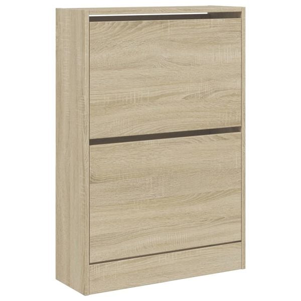 vidaXL Shoe Cabinet Sonoma Oak 60x21x87.5 cm Engineered Wood