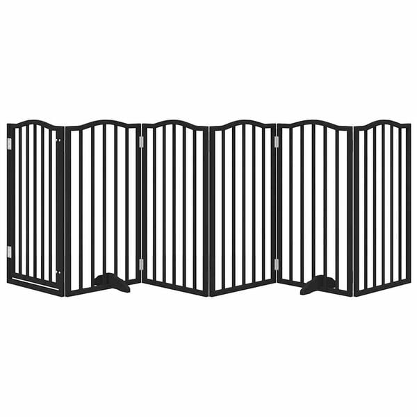 vidaXL Dog Gate with Door Foldable 6 Panels Black 300 cm&nbsp;Poplar Wood