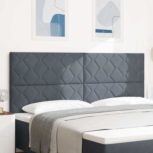 vidaXL Headboard Height Adjustable Dark grey 200 cm Velvet