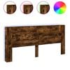 vidaXL Headboard Cabinet with LED Smoked Oak 220x16,5x103,5 cm