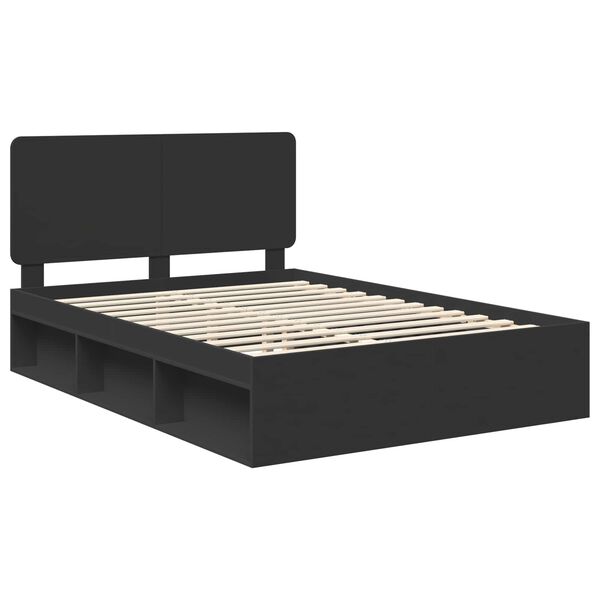 vidaXL Bed Frame with Headboard Black 150 x 200 cm Solid Pine Wood