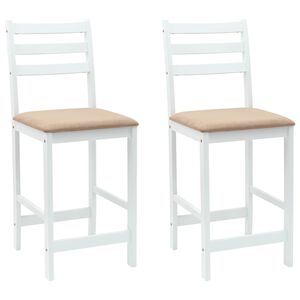 vidaXL Dining Chairs 2 pcs White 40 x 47.5 x 99.5 cm Solid Rubber Wood