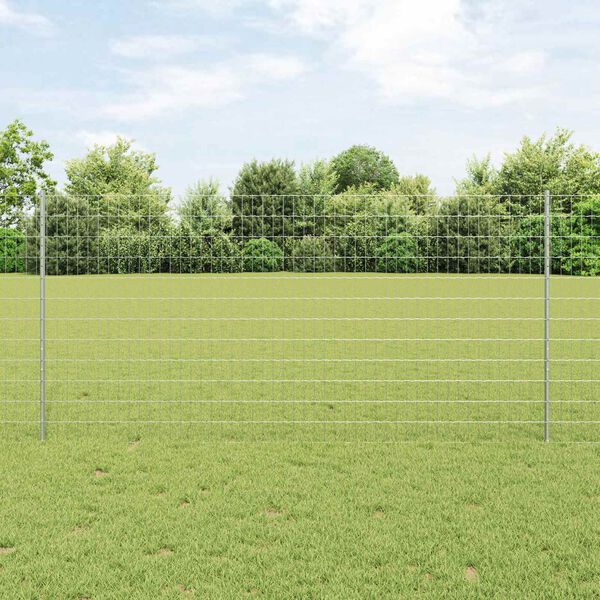 vidaXL Fence with Post Silver 1.2 x 10 m Steel