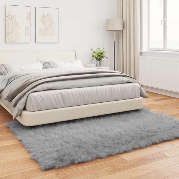 vidaXL Faux Sheepskin Rug Tafalla Grey 120 x 170 cm Polyester