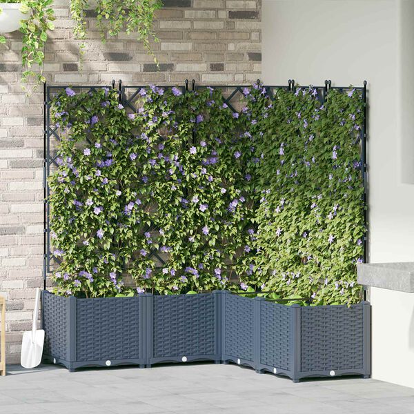 vidaXL Garden Planter 5 pcs Grey 120 x 120 x 143 cm Plastic