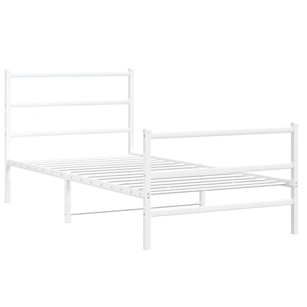 vidaXL Metal Bed Frame without Mattress with Footboard&nbsp;White 100x190cm