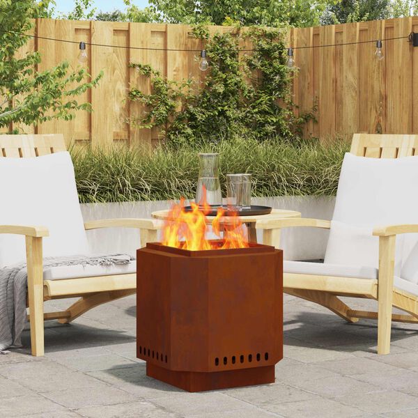 vidaXL Smokeless Fire Pit Brown 48 x 48 x 51 cm Weathering Steel