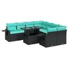 vidaXL 9 Piece Garden Sofa Set with Cushions Black Poly Rattan Acacia