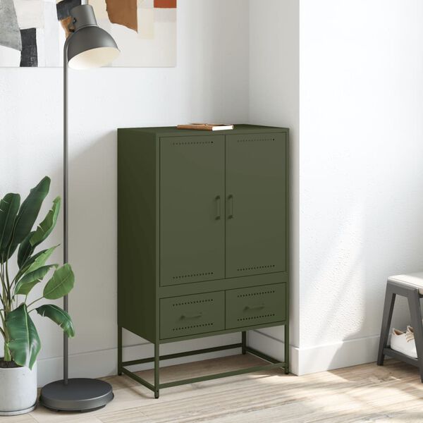 vidaXL Highboard Olive Green 68x39x111.5 cm Steel