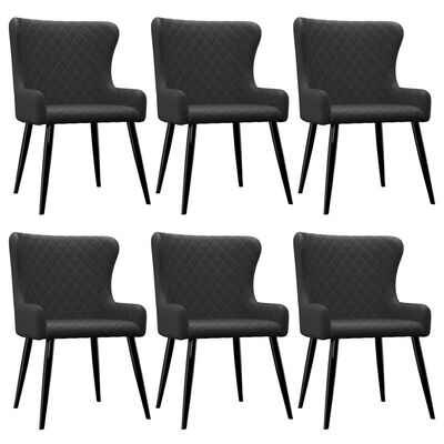 vidaXL Dining Chairs 6 pcs Black Fabric
