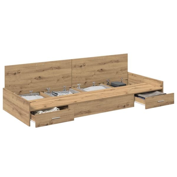 vidaXL Bed Frame with Drawer Artisan Oak 80 x 200 cm Engineered Wood