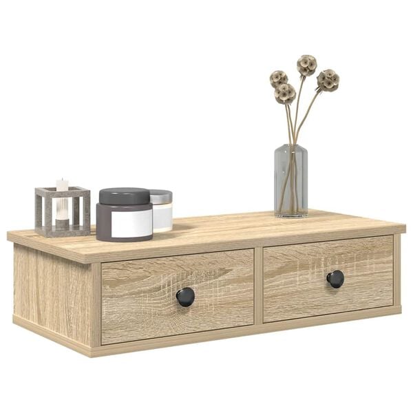 vidaXL Wall Shelf with Drawers Sonoma Oak 60x28x15 cm Engineered Wood