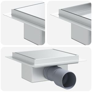 vidaXL 2 in 1 Shower Drain Silver 15 x 15 cm Stainless Steel 304