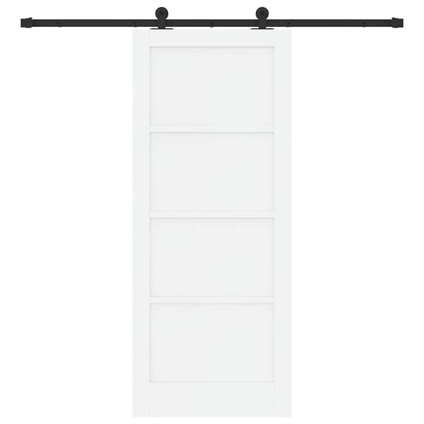 vidaXL Sliding Door White and Black 83 x 202 cm Solid Pine Wood