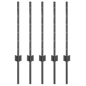 vidaXL Fence Post 5 pcs Grey 60 cm Steel