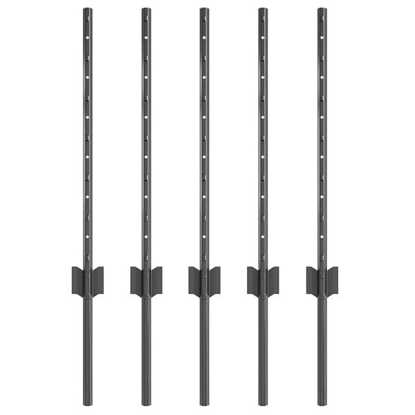 vidaXL Fence Post 5 pcs Grey 60 cm Steel
