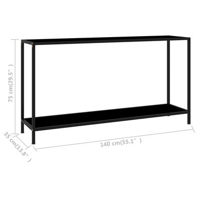vidaXL Console Table Black 140x35x75 cm Tempered Glass